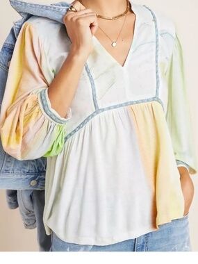 Anthropologie Bl^nk London Renata Tie Dye Boho Top Sz M